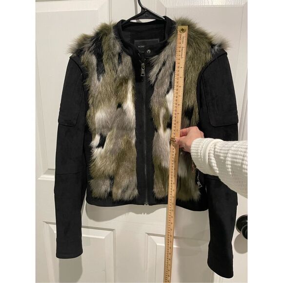 NWOT BCBGMAXAZRIA Faux Fur Dimitri Jacket in Dark Fatigue Combo - Picture 9 of 14